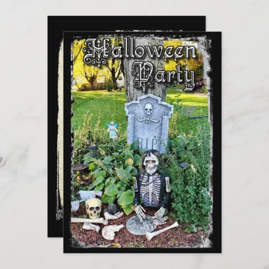 Uitnodiging voor persoonlijke Skeleton Halloween-p (Voorkant / Achterkant)