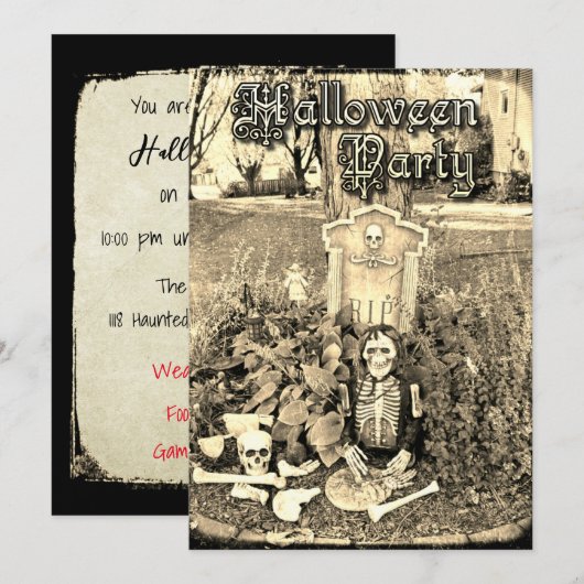Uitnodiging voor persoonlijke Skeleton Halloween-p (Voorkant / Achterkant)