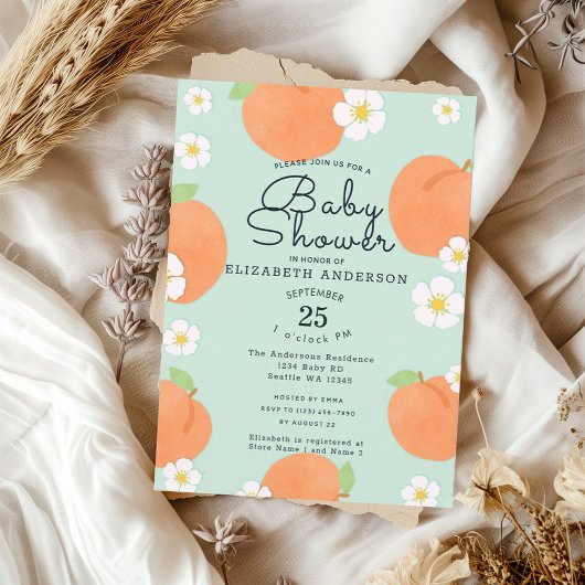 Uitnodiging voor Perzik Baby Shower