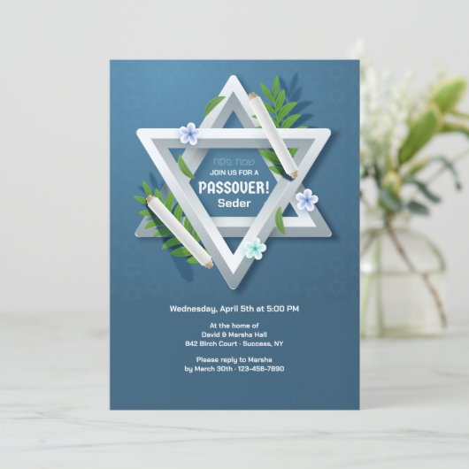 Uitnodiging voor Pesach Seder (Staand voorkant)