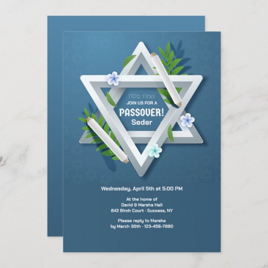 Uitnodiging voor Pesach Seder (Voorkant / Achterkant)