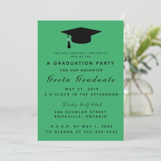 Uitnodiging voor Pet van bewerkbare Afstuderen (Staand voorkant)