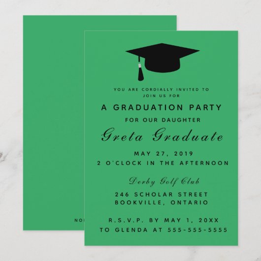 Uitnodiging voor Pet van bewerkbare Afstuderen (Voorkant / Achterkant)