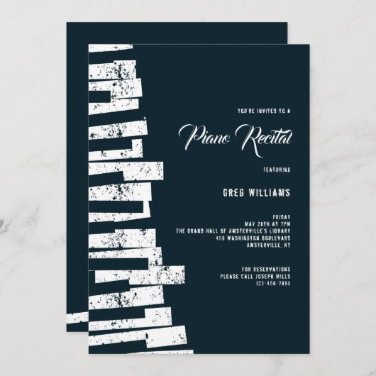 Uitnodiging voor piano Keys (Voorkant / Achterkant)