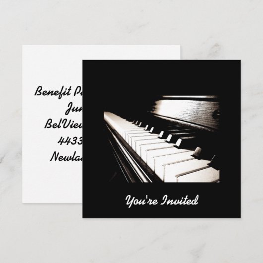 Uitnodiging voor piano Keys (Voorkant / Achterkant)