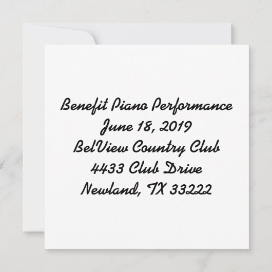 Uitnodiging voor piano Keys (Achterkant)