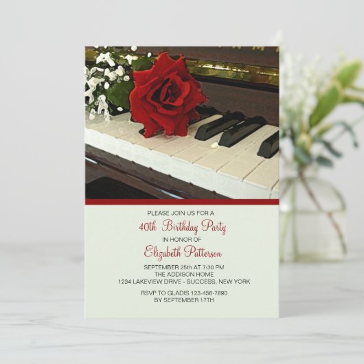 Uitnodiging voor piano Keys (Staand voorkant)