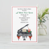 Uitnodiging voor pianoconcert met kerstthema (Staand voorkant)