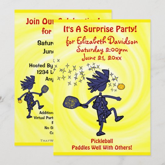 Uitnodiging voor Picklball Party (Voorkant / Achterkant)