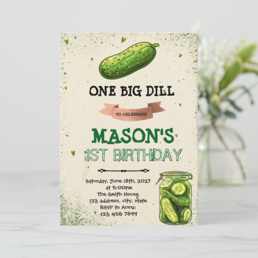 Uitnodiging voor Pickle verjaardagsfeestje (Staand voorkant)