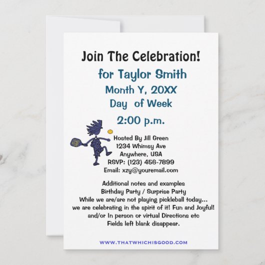 Uitnodiging voor Pickleball Party (Achterkant)