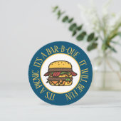 Uitnodiging voor picknick/barbecue hamburger rond (Staand voorkant)