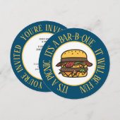 Uitnodiging voor picknick/barbecue hamburger rond (Voorkant / Achterkant)