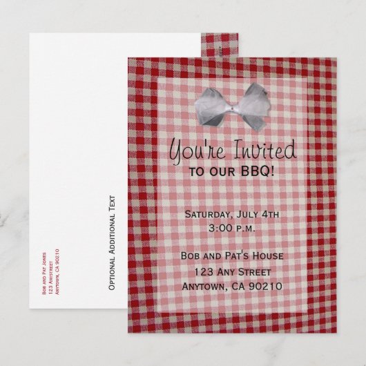 Uitnodiging voor picknick BBQ Cookout (Voorkant / Achterkant)