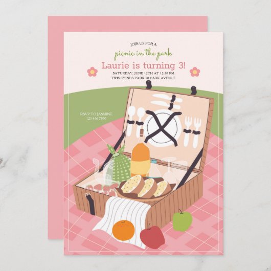 Uitnodiging voor picknick in het park (Voorkant / Achterkant)