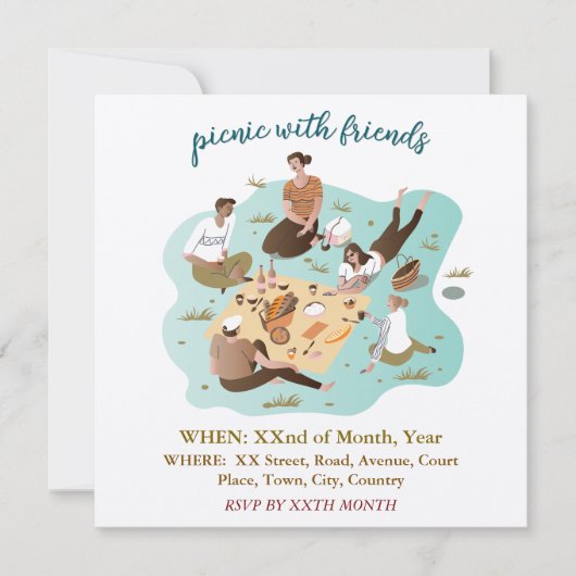 Uitnodiging voor picknick met vrienden illustratie (Voorkant)