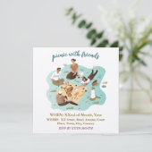 Uitnodiging voor picknick met vrienden illustratie (Staand voorkant)