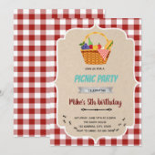 Uitnodiging voor picknick-verjaardag (Voorkant / Achterkant)