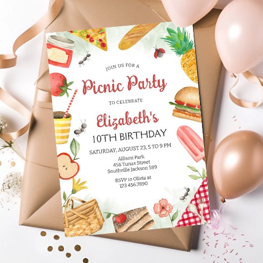Uitnodiging voor picknick verjaardagsfeestje