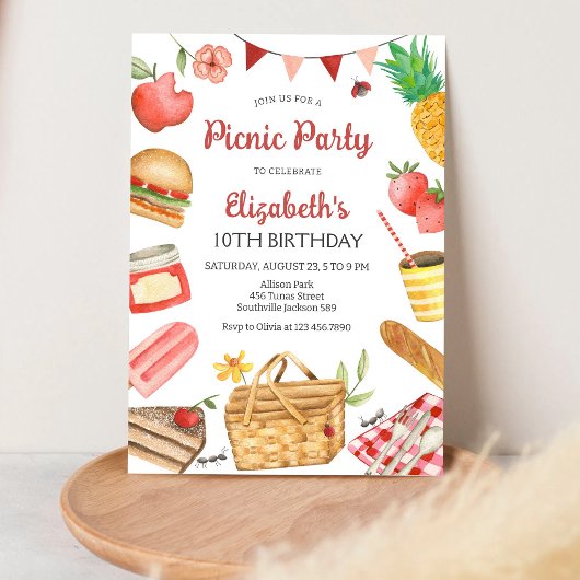 Uitnodiging voor picknick verjaardagsfeestje