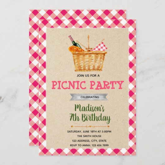 Uitnodiging voor picknickfeest (Voorkant / Achterkant)