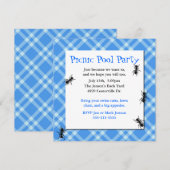 Uitnodiging voor Picnic Ants Blue Pset (Voorkant / Achterkant)