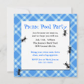 Uitnodiging voor Picnic Ants Blue Pset (Voorkant)
