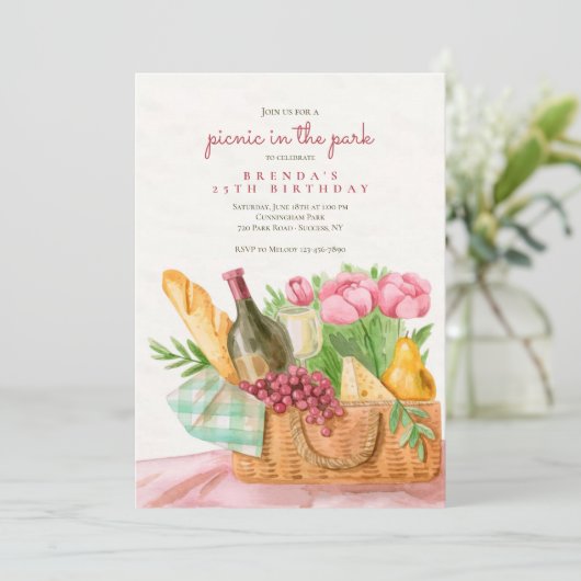 Uitnodiging voor Picnic Basket (Staand voorkant)