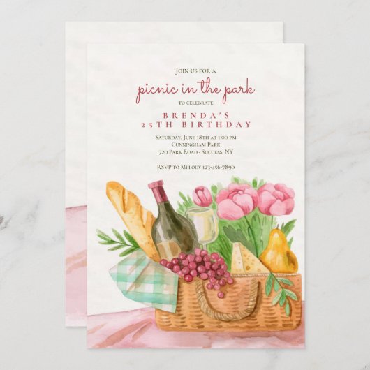 Uitnodiging voor Picnic Basket (Voorkant / Achterkant)