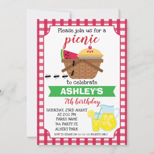 uitnodiging voor picnic Birthday (Voorkant)