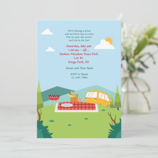 Uitnodiging voor Picnic Scene (Staand voorkant)