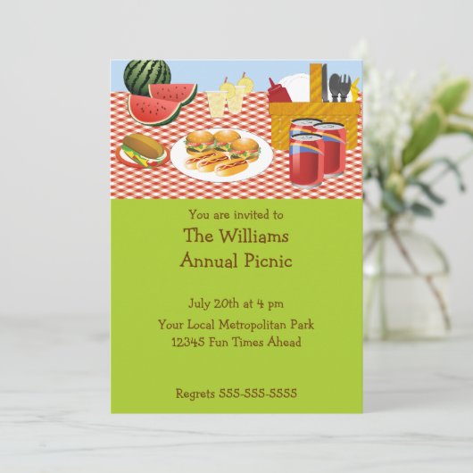 Uitnodiging voor Picnic Time (Staand voorkant)