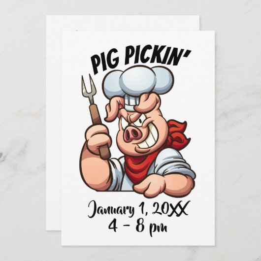 uitnodiging voor PIG PICKIN (Voorkant / Achterkant)