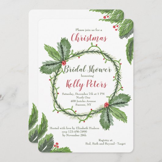 Uitnodiging voor Pine and Berries (Voorkant / Achterkant)