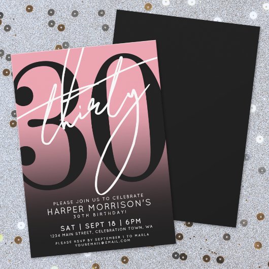 Uitnodiging voor Pink Black 30e verjaardagsfeest