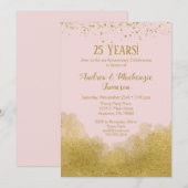 Uitnodiging voor Pink Gold Confetti-jubileum (Voorkant / Achterkant)