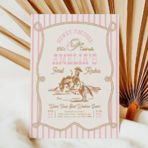 Uitnodiging voor Pink Stripe Rope Rodeo