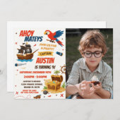 Uitnodiging voor Pirate Birthday Party (Voorkant / Achterkant)