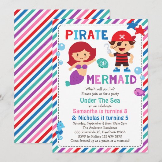 Uitnodiging voor piraten of zeemeerminnen, onder h (Voorkant / Achterkant)