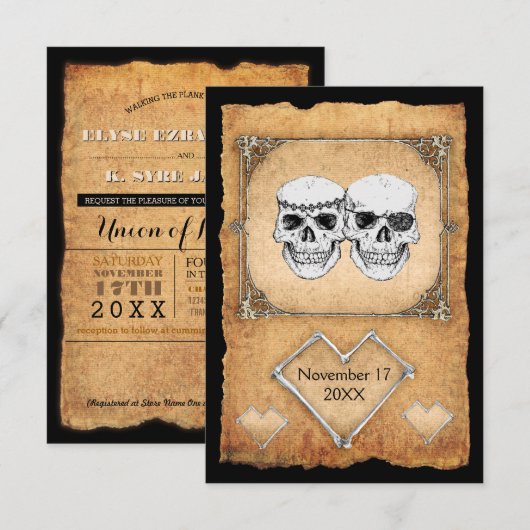 uitnodiging voor piratenbruiloft (Voorkant / Achterkant)