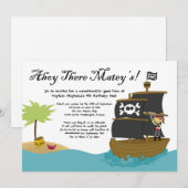 Uitnodiging voor piratenverjaardagsfeest voor een  (Voorkant / Achterkant)