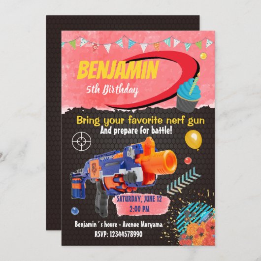 Uitnodiging voor pistoolgevecht (Voorkant / Achterkant)