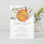 Uitnodiging voor Pizza & Brew Engagement Party (Staand voorkant)
