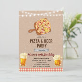 Uitnodiging voor pizza- en bierfeest (Staand voorkant)