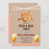 Uitnodiging voor pizza- en bierfeestje (Voorkant / Achterkant)