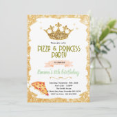 Uitnodiging voor Pizza- en Prinsessenfeest (Staand voorkant)