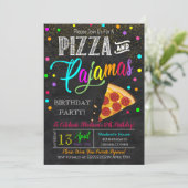 Uitnodiging voor Pizza en Pyjama Feestje (Staand voorkant)