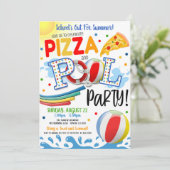 Uitnodiging voor pizza- en zwembadfeest (Staand voorkant)