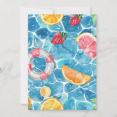 Uitnodiging voor pizza- en zwembadfeest met zwemba (Achterkant)