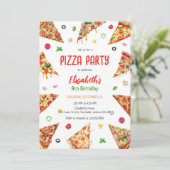 Uitnodiging voor pizza-feestje verjaardag (Staand voorkant)
